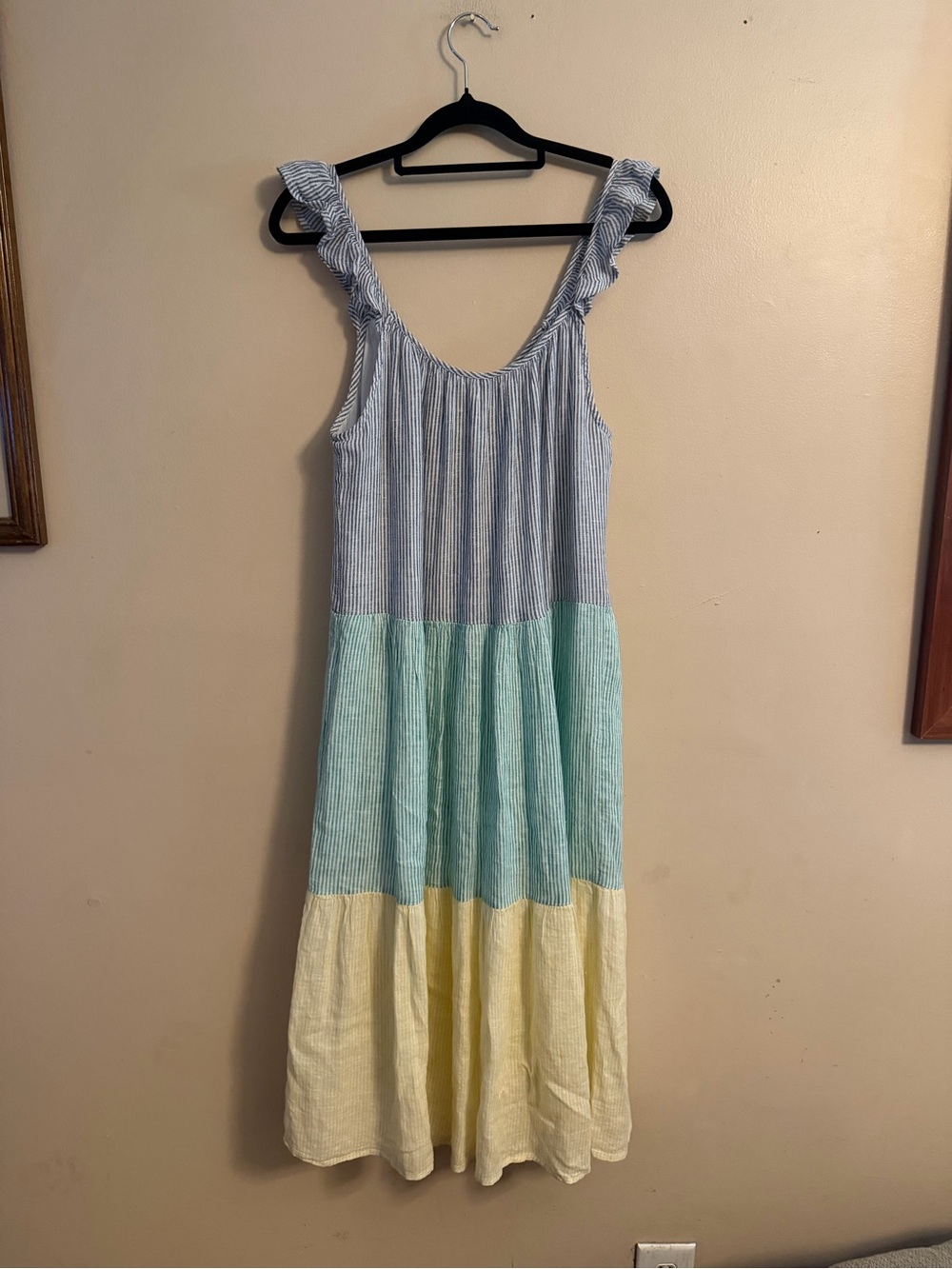 Rails Striped Tiered Maxi Dress in Blue, Mint & Yellow